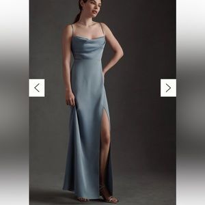 BHLDN Remy Satin Charmeuse Bridesmaid Dress in Dusty Blue